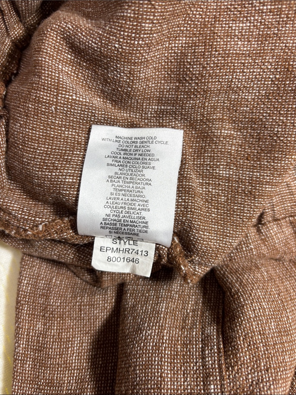 Ellen Tracy Brown Textured Linen-Blend Cropped Chinos 55% Linen 45% Rayon - Picture 6 of 12